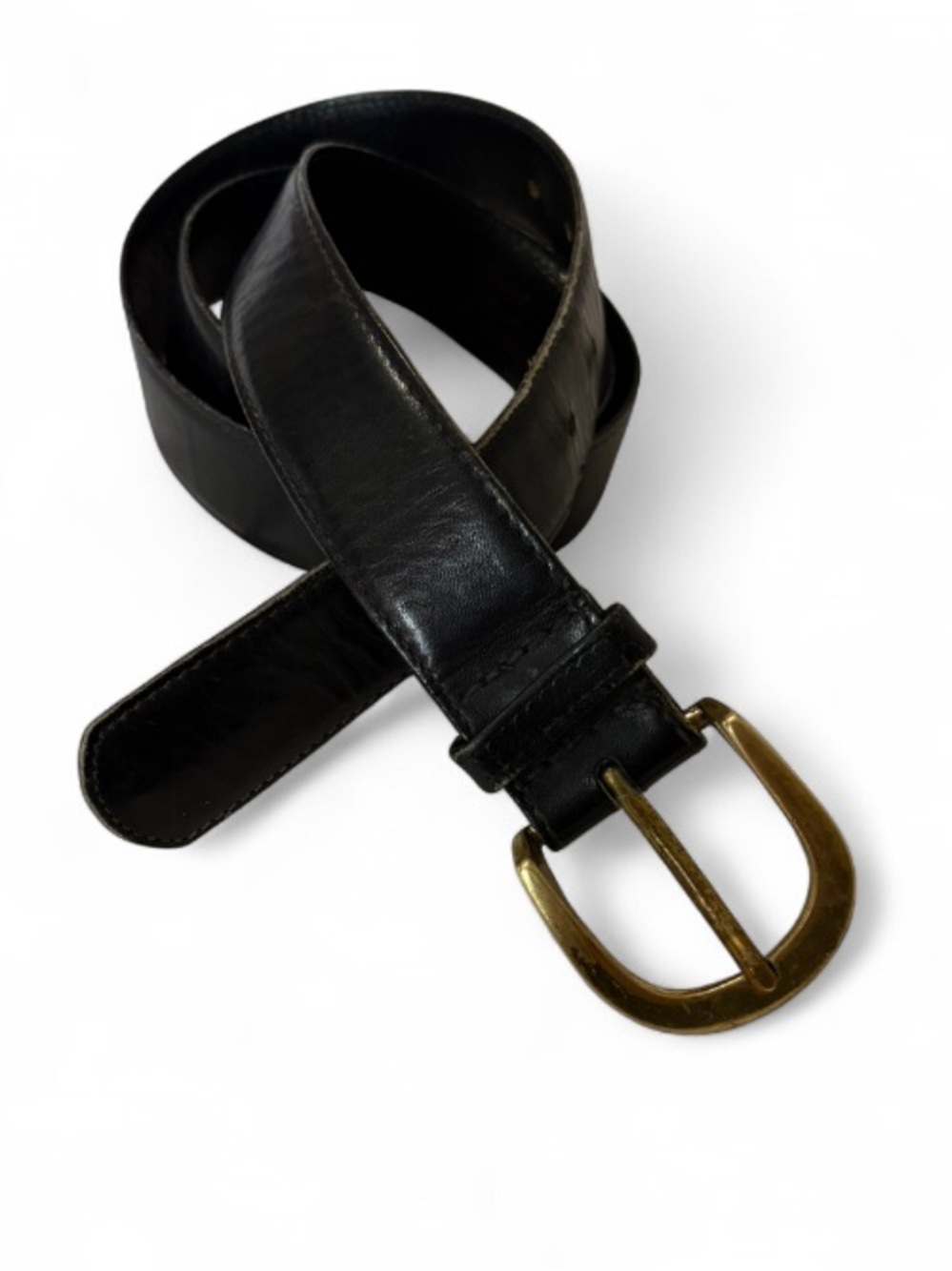 Vintage Buxton Harness Cowhide on Split Leather Men’s Belt with Brass Buckle